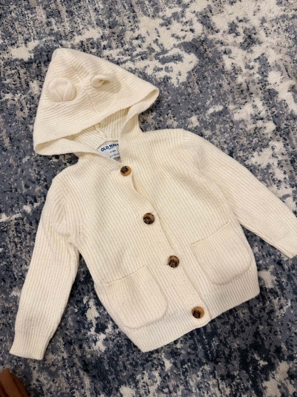 Old Navy Cream Hooded Knit Cardigan with Bear Ears